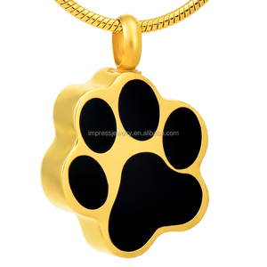 IJD8451 Bianco di Alta Qualità e Smalto Nero <span class=keywords><strong>Zampa</strong></span> In Acciaio Inox Creamtion Urna Ciondolo Pet Keepsake memoriale ceneri gioielli - Product Image 5