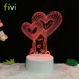 Lampu Meja USB LED 3D Suasana Romantis, Lampu Malam Hati, Dekorasi 7 Warna Berubah Kamar Tidur, Lampu Meja Hadiah Pasangan Kekasih