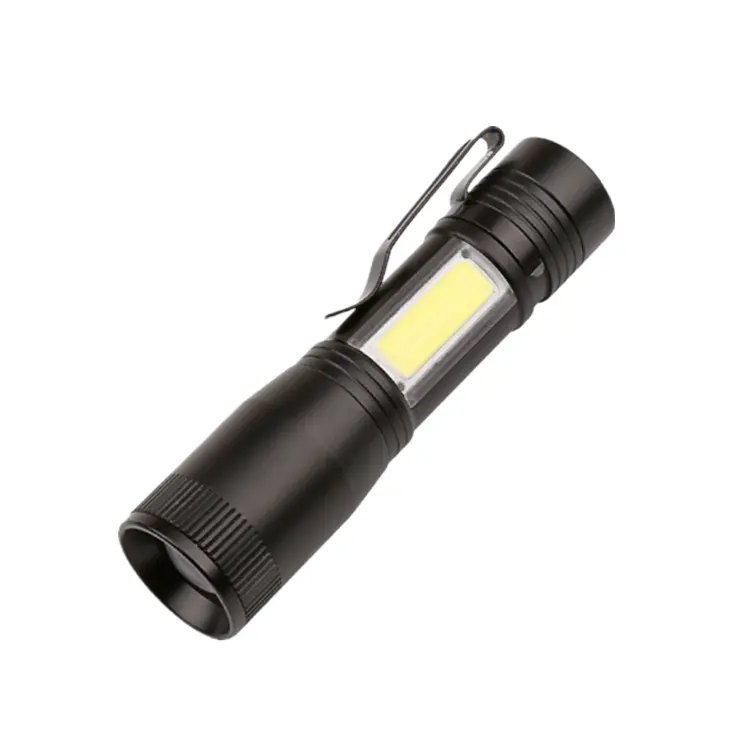 Lanterna led tática q5 cob, com zoomable, luz forte, minilanterna, com luz lateral cob
