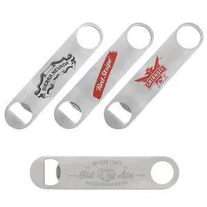 Aangepaste Logo Bar Blade Blank Geborsteld Metaal Roestvrij Staal Bier Flesopener