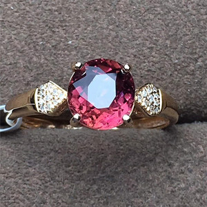 SGARIT-Anillo de boda de turmalina rosa de 1,55 quilates, joyería de oro de 18k, Gema natural ovalada, joyería personalizada - Product Image 5