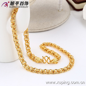 42287 xuping Venta caliente de los hombres de 24K chapado en oro de latón de cobre con cuentas de collar de cadena de joyería con cabeza de dragón - Product Image 6