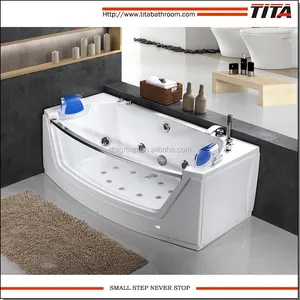 Stainless steel jets glass front whirlpool bathtub