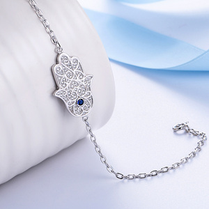 De moda 925 joyas de plata los ojos del mal mano de <span class=keywords><strong>Hamsa</strong></span> encanto <span class=keywords><strong>pulseras</strong></span> - Product Image 4