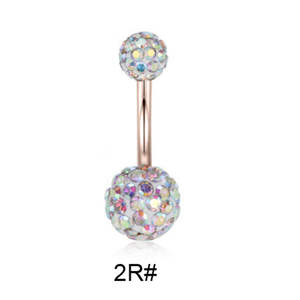 Çeşitli Gül Altın Cerrahi Çelik CZ Çift Taşlar Göbek <span class=keywords><strong>Piercing</strong></span> Yüzük