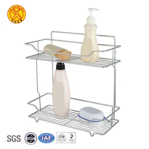 Low Price Dual Tier Toilet Storage Metal Bathroom Shelf Shelving Chrome