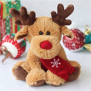 Doldurulmuş Hayvan Elk Peluş Noel Geyik Kırmızı Eşarp Ile Moda Yeni Noel Hediyesi Özel OEM Sevimli Çocuklar Peluş Ren Geyiği Geyik yumuşak Oyuncak - Product Image 4