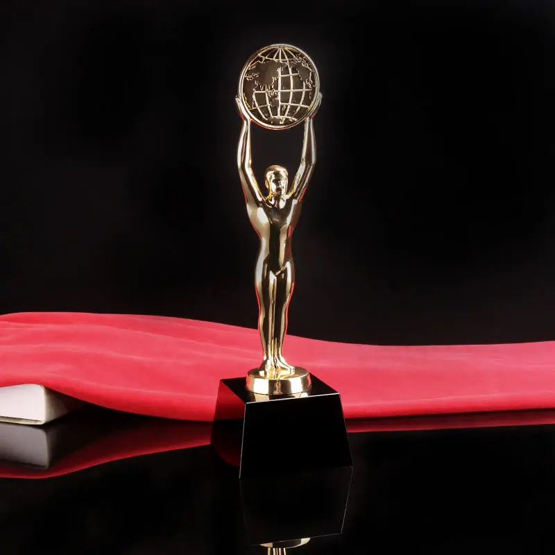 Goud Kleur Metal Man Kristallen Trofee Voor Replica Oscar Houden Award
