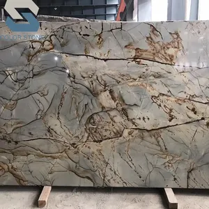 หินธรรมชาติที่มีคุณภาพสูงสุดที่แปลกใหม่บราซิล Roma Blue Mare Slab Quartzite