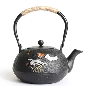 Chaleira de ferro fundido tradicional chinês cor preta 1200 ml