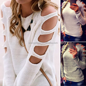 Ropa de las mujeres, 2017 Otoño Mujeres 7GG sexy <span class=keywords><strong>cuello</strong></span> redondo manga larga <span class=keywords><strong>jersey</strong></span> de punto - Product Image 1