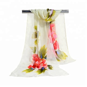 <strong>Large</strong> Stock Wholesale Random Design Mix Small Silk <strong>Scarf</strong> Polyester Chiffon Silk High Quality Georgette Floral Printed <strong>Scarf</strong> - Product Image 1