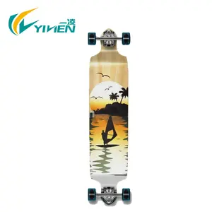 Profesional <span class=keywords><strong>Drop</strong></span>-Through Bamboo & Canadian Long Board Alta calidad Maple Cruiser Wood <span class=keywords><strong>Skate</strong></span> Board - Product Image 1