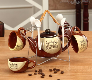 Juego de té de cerámica de porcelana, pintura de montaña china elegante - Product Image 5