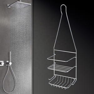Iron Wire Wall Mount Bathroom Shampoo Storage Rack Bathroom Dual Tier Rack <strong>Shelving</strong> Good Quality Chromed Hanging <strong>Shower</strong> Caddy - Product Image 3