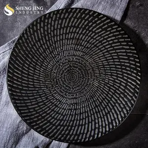 Großhandel Hotel verwendet schwarz flach Porzellan runde Platte