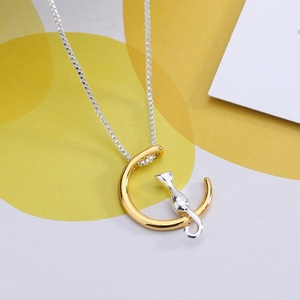 Collier <span class=keywords><strong>pendentif</strong></span> lune Simple et motif <span class=keywords><strong>chat</strong></span>, chaîne courte, couleur argent et <span class=keywords><strong>or</strong></span>, à la mode, nouvelle collection - Product Image 6