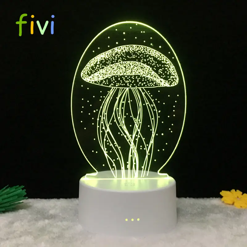 3D Illusion Lamp Jellyfish Night Light Lighting Touch Table Desk Lamps 7 Color Changing LED Lights Jellyfish Animal Figureランプ