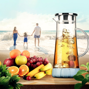<span class=keywords><strong>Carafe</strong></span> en <span class=keywords><strong>verre</strong></span> thermique avec couvercle filtrant en acier inoxydable créatif et fond en silicone durable - Product Image 2