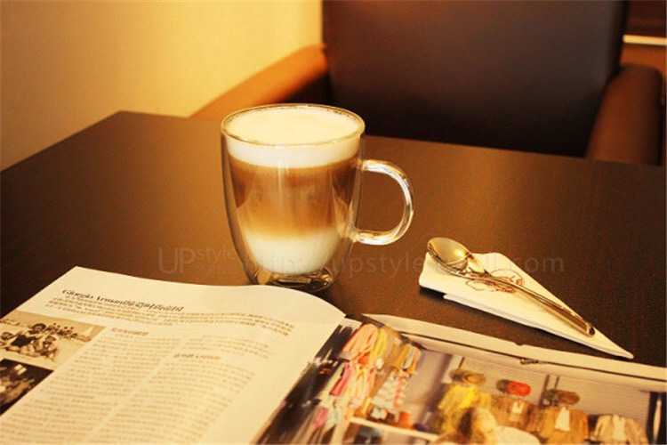 16oz double wall glass coffee mug