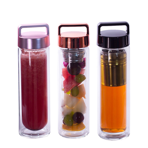 Bottiglia d'Acqua <span class=keywords><strong>in</strong></span> Vetro a Doppia Parete Isolata con Infusore per Tè e Frutta, Coperchio <span class=keywords><strong>in</strong></span> <span class=keywords><strong>Bambù</strong></span>, Senza Ordine Minimo - Product Image 3
