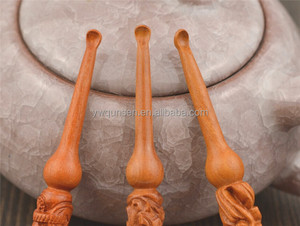 자연 복숭아 나무 조각 국자 키 체인 - Product Image 5
