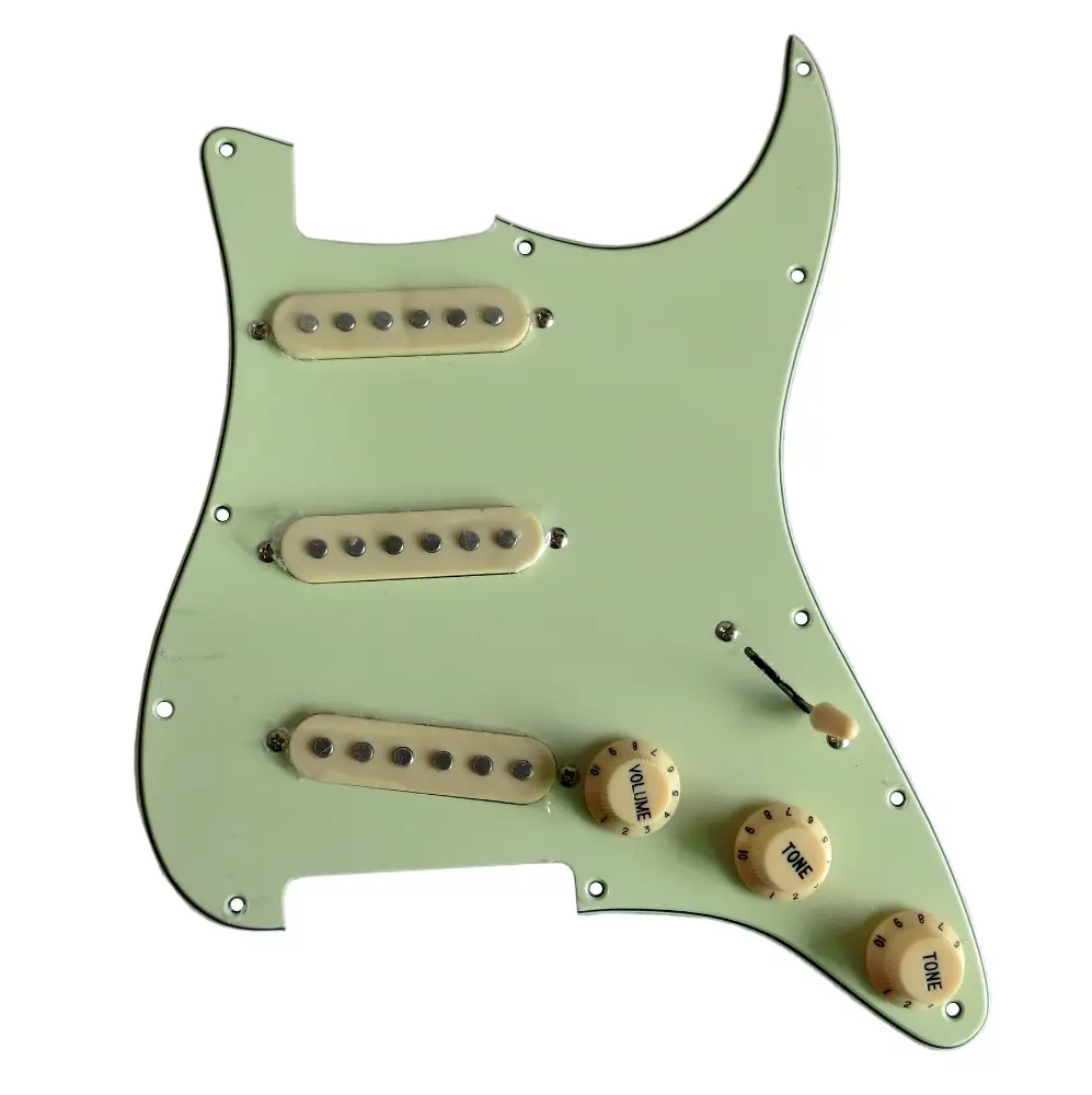 Gitar Prewired Dimuat Hijau Mint Pickguard dengan Alnico V Pickup dan Tombol Semua Bagian untuk St Guitar Dibuat Di Korea