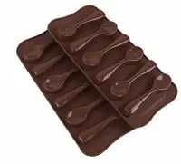 Brown Color 6 Cavity Spoon Shaped Silicone Chocolate Mold Cake Baking Tools