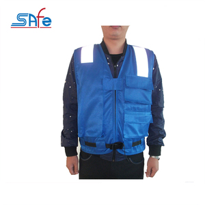 100% coton veste de sécurité bleu travailleur gilet haute visibilité réfléchissant Fluorescent respirant réglable Logo personnalisable - Product Image 5