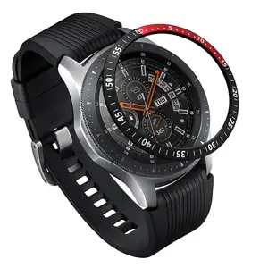 ฝาปิดแบบคลาสสิกมีกาวสำหรับนาฬิกา,ขอบหน้าปัดอะลูมิเนียมป้องกันรอยขีดข่วนสำหรับ Galaxy Watch 46มม.