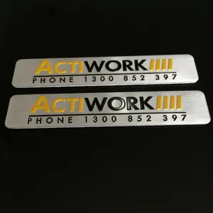 Placa de nombre personalizada, etiqueta adhesiva de Metal, placa de nombre personalizada, logotipo de aluminio en relieve