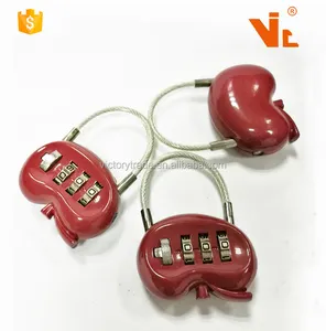 V-GF21-05 Hot sale kidney shaped 3 digital TSA retractable cable combination lock luggage suitcase lock