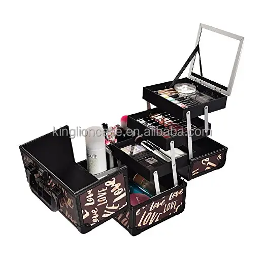 Aluminum professional beauty make up case with big space