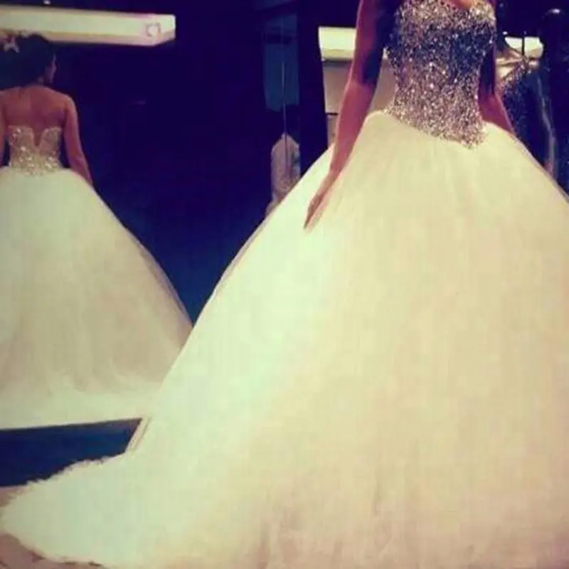 NE011 китайская фабрика, распродажа, украшенные блестящими кристаллами, свадебные платья, белое Тюлевое платье принцессы, бальные платья