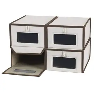 Household Essentials Small Natural non woven Shoe Storage Boxes with Brown