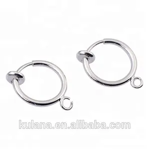 Non piercing colored hoop earrings clip-on Spring loaded brass hoop earrings K11001