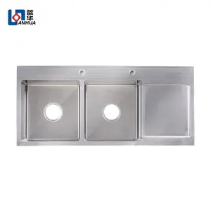 304/201 OEM Ideal ekler dahili sri lanka çift kase el yapımı çift kase paslanmaz çelik drainboard lavabo