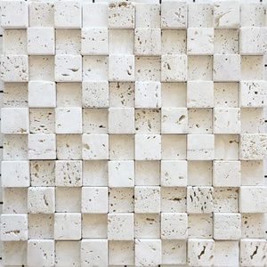Mosaico in Marmo Travertino Design <span class=keywords><strong>Cubo</strong></span> <span class=keywords><strong>di</strong></span> <span class=keywords><strong>Rubik</strong></span> Mosaico 3D per Sfondo Bar - Product Image 4