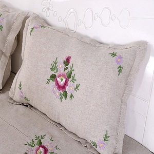 Ensemble <span class=keywords><strong>de</strong></span> literie en <span class=keywords><strong>chanvre</strong></span> rustique brodé Lu, trois pièces, broderie artisanale, draps, taie d'oreiller, <span class=keywords><strong>housse</strong></span> <span class=keywords><strong>de</strong></span> <span class=keywords><strong>couette</strong></span>, taille double - Product Image 5