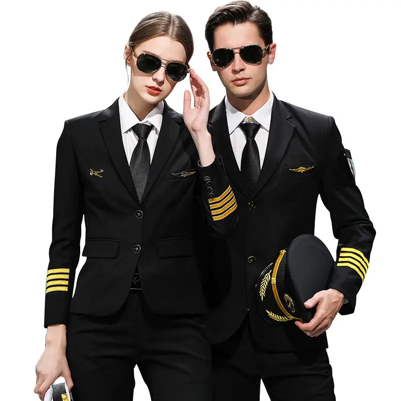 Custom fashion design airport women pilot uniforms with accessories aviation airline captain pilot uniform
