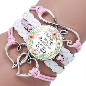 Moda Salmo treccia bracciale arte immagine stampa vetro cupola ciondoli in pelle braccialetto bibbia versetto citazione gioielli regalo per Christian - Product Image 3