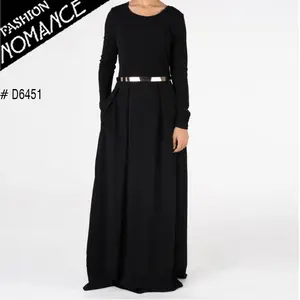 Nieuwe model dubai zwarte kaftan abaya dames groothandel maxi moslim jurk