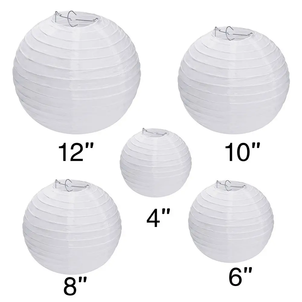 Round White Chinese Paper Lanterns for Wedding Party Engagement Decoration For Sale