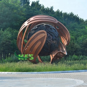 Hecho a mano <span class=keywords><strong>de</strong></span> Metal al aire libre Plaza decoración gran globo <span class=keywords><strong>de</strong></span> acero inoxidable escultura - Product Image 1