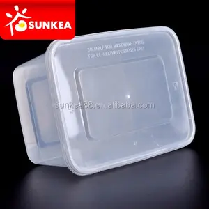 Recipiente y tapa de plástico rectangular transparente para alimentos, 1000ml