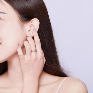BAGREER SCR5412019 Moda Basit Platin kaplama Yuvarlak CZ Taş Yüzük S925 Saf Gümüş Parmak Yüzük Kadınlar Takı
