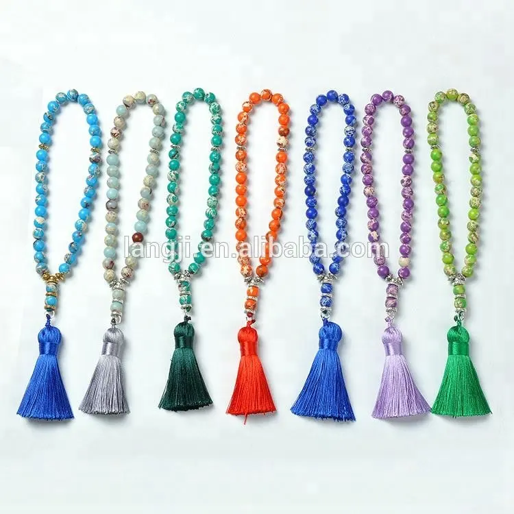 YS56 2020 costume jewelry blue sea prayer rope Beeswax Beeswax sediment jasper beads muslim tasbih islamic bracelet