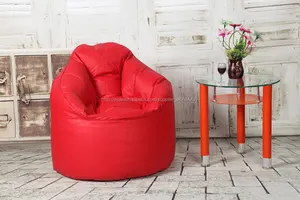 rojo cuero de la PU sillones puff jefe silla