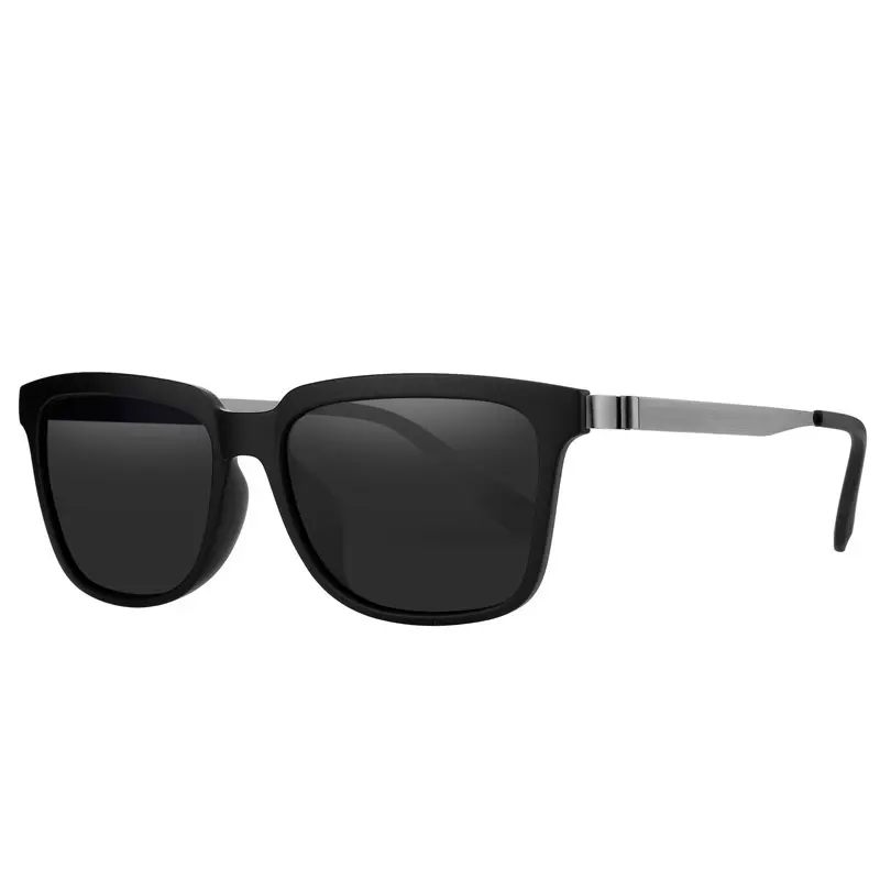 Óculos de sol masculino polarizado, óculos de sol de armação quadrada preta com lente polarizada, oem, logotipo personalizado