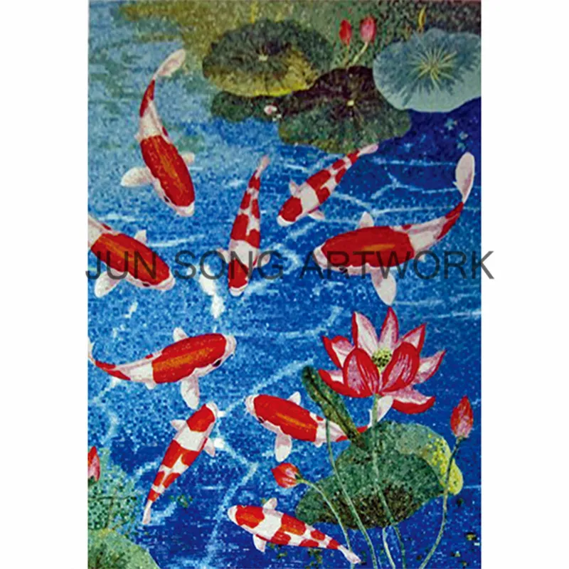 JS MAM-FS01-B Chinesischen Stil Wandbild Fisch Mosaik-fliesen Bild Schönen Mosaikmuster